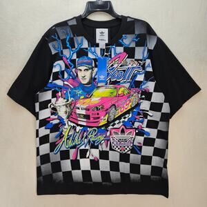 ADIDAS X JEREMY SCOTT MEN'S MEDIUM NASCAR RALLY CAR BLACK TSHIRT HG6512
